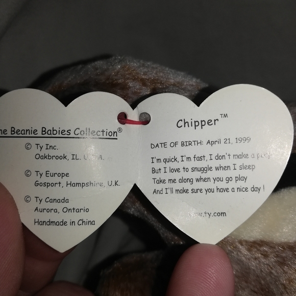 Vintage TY Beanie Baby 'Chipper' the Chipmunk - Picture 4 of 5